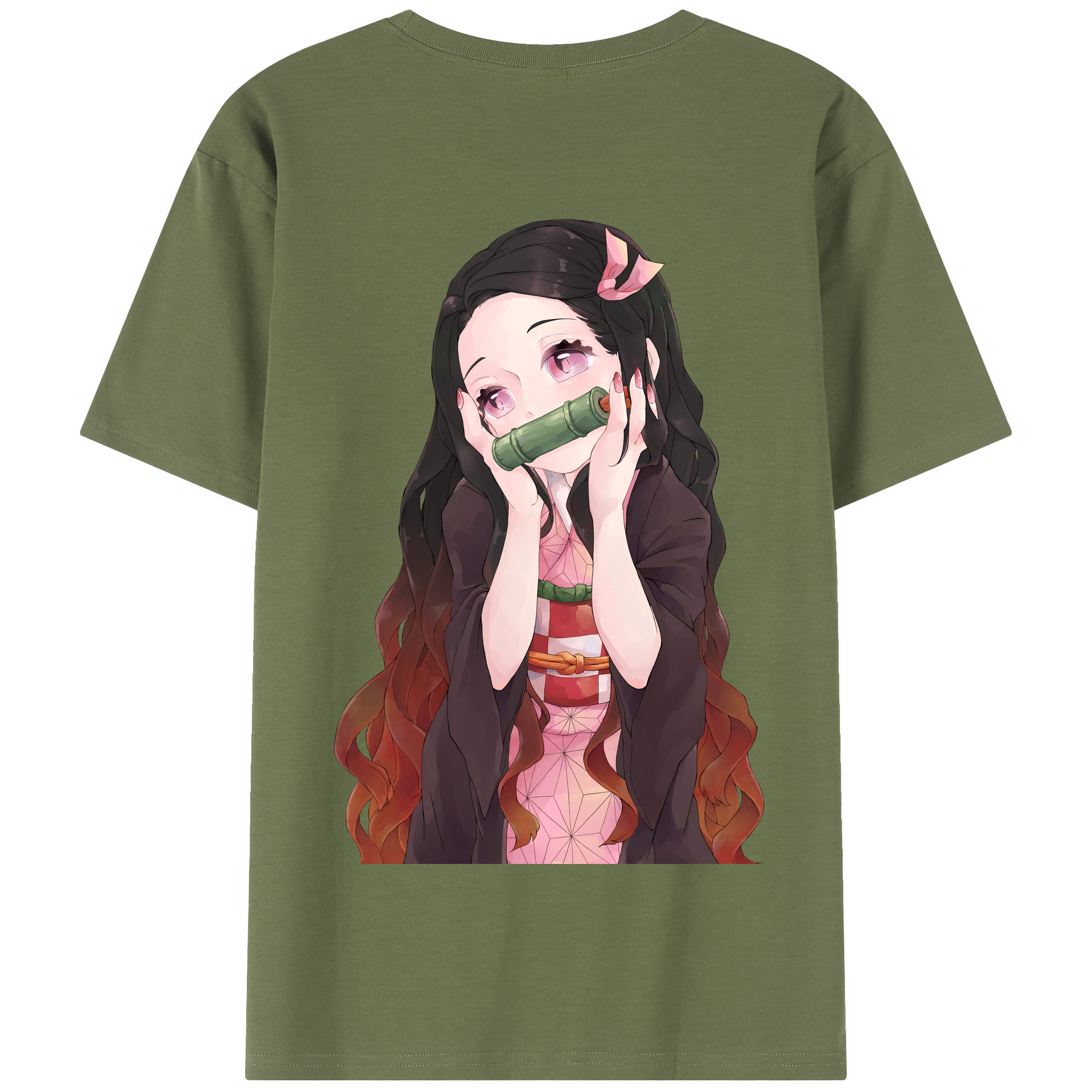 （画像用） 鬼滅の刃（きめつのやいば）竈門 禰󠄀豆子／かまど ねずこ Kamado Nezuko 綿100％半袖Tシャツ（背面プリント）